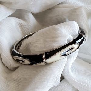 Lia Sophia Black and White Enamel Hinged Bracelet